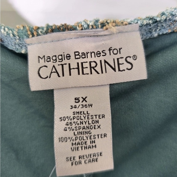 Catherines Tunic Lace Top 5X Plus Embroidered Lined Women New Teal - Picture 5 of 13